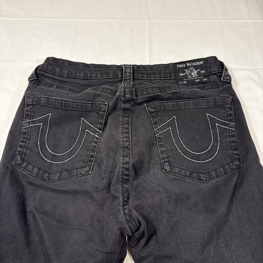 jEANS cURVY sKINNY TRUE RELIGION wOMENS 33 jennie black faded high  rise